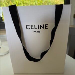 Celine White Shopping Bag with Black Ribbon Handles
